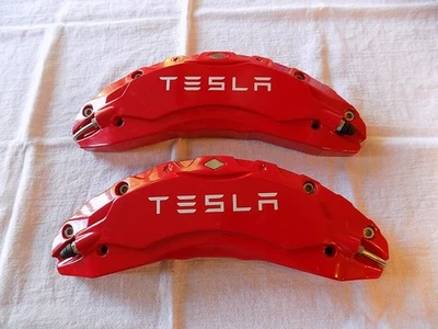 TESLA Red Caliper Covers  - Marked TSL-F-M3 , 2 Pk For Tesla Model 3 Front New - Image 1 of 4