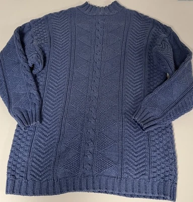 Suéter Pullover Vintage Lizwear Mujeres Azul Tejido con Cable Cuello Simulado M Talla Grande EE. UU. Foto 1 de 4