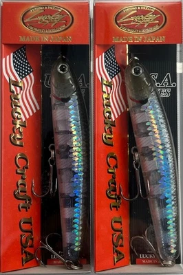 (LOTE DE 2) LUCKY CRAFT WANDER 95 3/4 OZ WD95-722 ZEBRA MS GHOST MINNOW K9110 Foto 1 de 3
