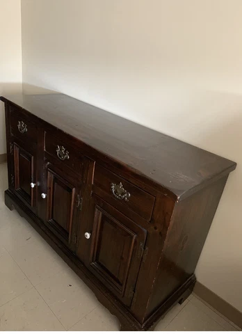 Bar cabinet - Kitchen Dining Storage:  Solid pine With Brass and Porcelain Knobs Cover