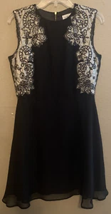 Vintage J Taylor Brand Black Silver Dress Size 4 Sequins Beads Formal - Picture 1 of 7