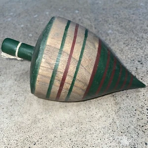 Antica grande trottola giocattolo in legno arte popolare - fine 1800 a primi '900 - Foto 1 di 6