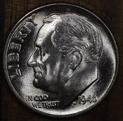1946 P Roosevelt Dime CH BU LUSTER! 90% Silver US Coin - Image 1 of 2
