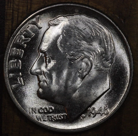 1946 P Roosevelt Dime CH BU LUSTER! 90% Silver US Coin Cover