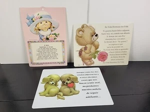 Rare Vintage Ruth Morehead Plastic Cards Greetings In Spanish, One Is Molded 80s - Picture 1 of 16
