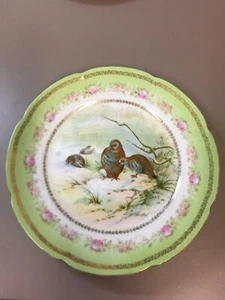ANTIQUE IMPERIAL CROWN CHINA "Winter Birds" CABINET PLATE AUSTRIA - Picture 1 of 9
