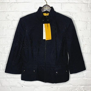 St John Womens Size 6 Caviar Full Zip Blazer Jacket Black Patterned R628291 - Picture 1 of 5