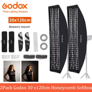 US 2 Packs Godox 30*120cm Bowens Softbox Diffuser With Grid for Studio Flash - Picture 1 of 15