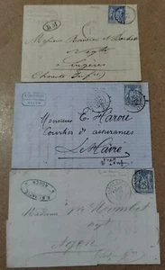 Lot TYPE SAGE sur LETTRE cachet GARE DE ROUEN - PARIS DÉPART - CAEN - AGEN - Bild 1 von 2