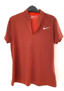 NIKE GOLF LADIES BURNT ORANGE PATTERN BLADE DRI-FIT GOLF SHIRT SIZE LARGE - Picture 1 of 9