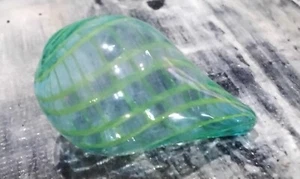 Transparent Hand Blown Glass Teardrop, 28-29x18-19mm, Striped Turquoise, 5 pce - Picture 1 of 4