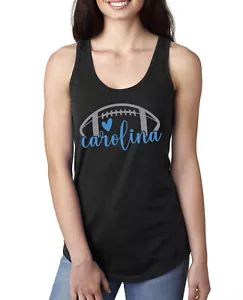 Top canotta Fan Of Carolina Football Blue Heart Scrittura Donna Racerback - Foto 1 di 2