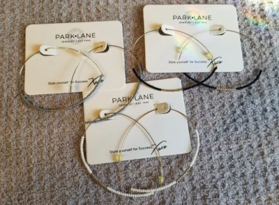 全新 3 件套 Park Lane "COLLINS" 串珠环状耳环 黑色、灰色和白色 — 第 1/4 张图片