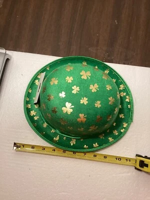 Saint Patrick Bowler Hat Felt Irish Lucky 3 Leaf Clover fancy dress costume - Image 1 of 4
