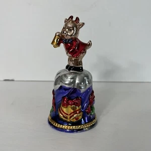 Vintage Mercury Glass Reindeer Christmas Bell 6 In. Colorful Shiney Ornate Read - Picture 1 of 12