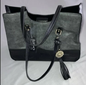 NWT Bueno Collection Faux Leather Gray Black Women Hand Bag * Small Mark Bottom - Picture 1 of 15