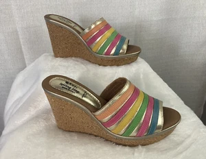 Spring Step 7.5 Cork Wedge Leather Sandal Multi Color sexy summer cruise - Picture 1 of 9