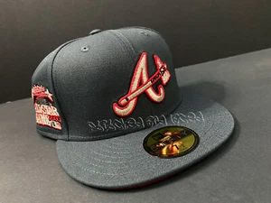 EXCLUSIVE ATLANTA BRAVES FITTED HAT GREY RED UV 2000 ALL STAR PATCH CLUB 7 1/2 - Picture 1 of 10