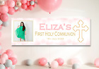 Personalised First Holy Communion Banner Decorations Pink Blue Boys Girls Photo