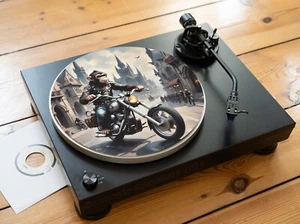 Tappetino giradischi biker scimmia moto mod rock, feltro feltro slipmat vinile - Foto 1 di 11