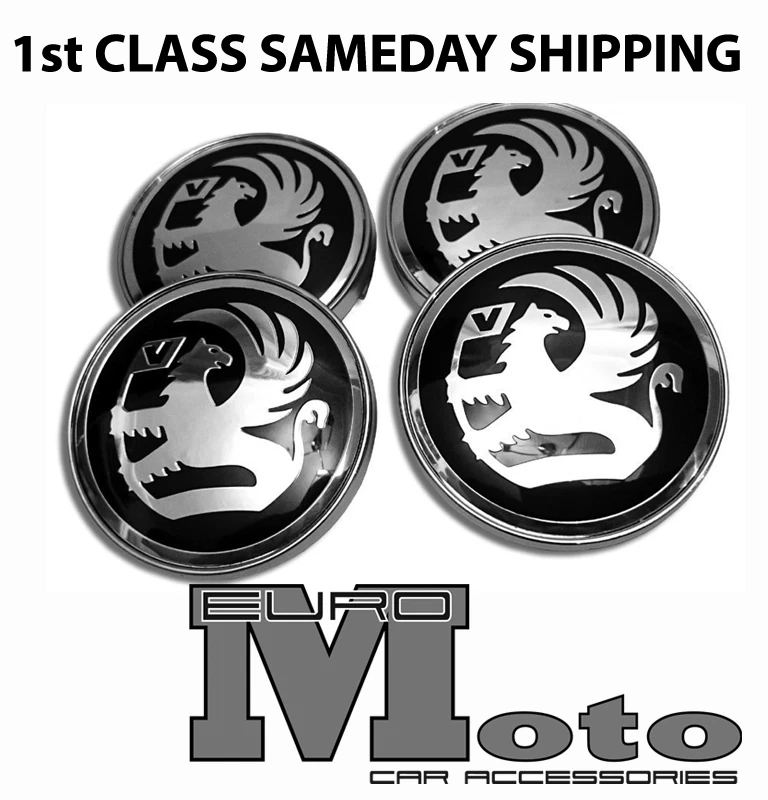 4x VAUXHALL ALLOY WHEEL CENTRE HUB CAPS BLACK-CHROME 60mm ADAM CORSA ASTRA VXR - Image 1 of 4