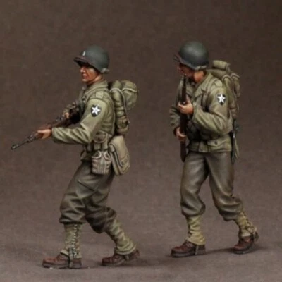 Kit de modelos de figuras de resina 1/35 soldados dos EUA da Segunda Guerra Mundial 2 homens sem pintura desmontado - Imagem 1 de 3