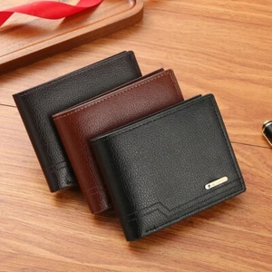 Leather Mens Wallet Luxury Mens Purse Male Zipper Card Holders With Coin Pocket~ - Picture 1 of 12