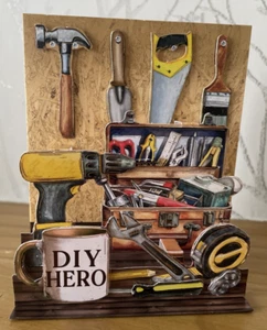 Handmade 5"x4" Pop-Up Stepper Card - D.I.Y. Hero Themed Birthday Card - Picture 1 of 3