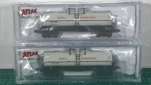 N Scale Atlas 11,000 Gallon Tank Car SHELL CHEMICAL 2 CARS Item#'s 50004742 & 43 - Picture 1 of 8
