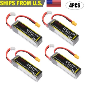 4PCS 450mAh 150C 3S 11.4V Lipo Battery XT30 Plug For FPV Quad Drone Helicopter - Picture 1 of 10