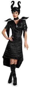 Maleficent Christening Black Gown Glam Disney Halloween Deluxe Adult Costume - Picture 1 of 8