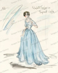 8x10 Print Elizabeth Taylor Edith Head Costume Sketch The Elephant Walk 1954 #WE - Picture 1 of 1