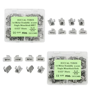 50Set Dental Ortho Buccal Tube Bondable n-conv Monoblock Roth MBT 022 1St Molar - Picture 1 of 14