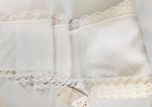 Vtg. German Linen Lace White Scalloped 100% Cotton Real Bobbin 11”W x 10 Yds NOS - Picture 1 of 4