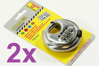 WOW 2x Zahlenschloss Codeschloss VORHÄNGESCHLOSS  70mm Rundbügel-Vorhängeschloss - Bild 1 von 4