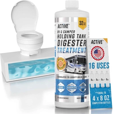Productos químicos para inodoro de tratamiento de tanque negro para autocaravana - 16 tratamientos digestor de residuos para sujeción Foto 1 de 4