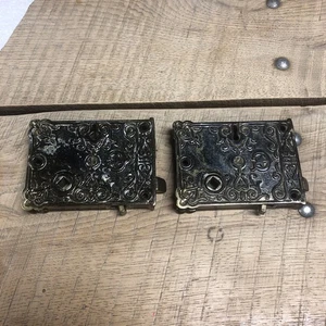 Two. Antique Metal Ornate Door  Lock Hardware Shabby Chic Part - Picture 1 of 11