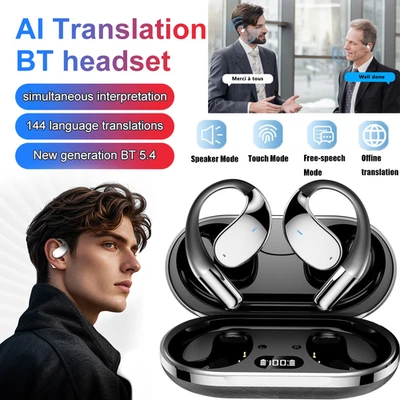 2025 Bluetooth AI Translator Earbuds 144+ Language Real-Time Translate Earphones - Image 1 of 4