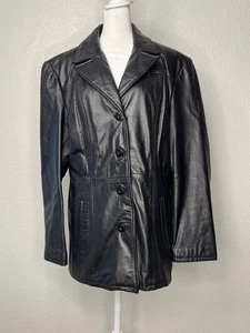 Wilson’s schwarzer Ledermantel Damen Gr. L Top Zustand Frontknopf - Bild 1 von 13