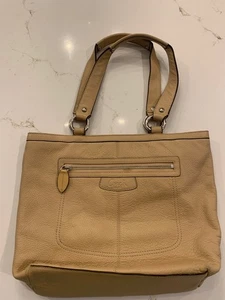 Coach Bag / Penelope Tan Pebble Leather Tote Bag Borsetta Vintage Piccolo Difetto - Foto 1 di 18