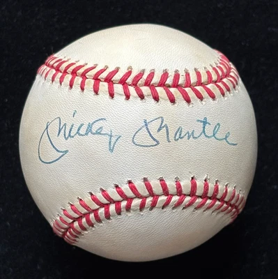 MICKEY MANTLE Signed Rawlings OAL Baseball Yankees HOF, Bold Auto, JSA LOA. d.95 - Image 1 of 4
