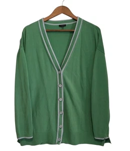 Talbots Sweater Women's XL Long Sleeve Button Front Cardigan Cotton Blend Green - Picture 1 of 9