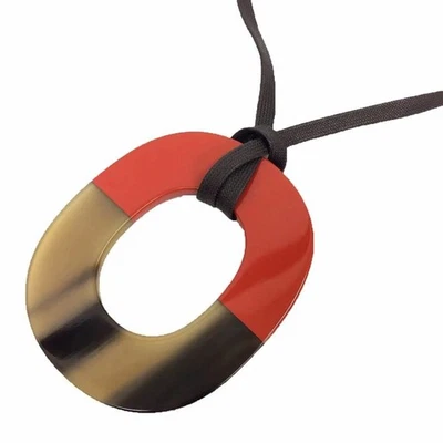 Hermes Isthme Buffalo Horn Necklace in Lacquer Terracotta - Image 1 of 4