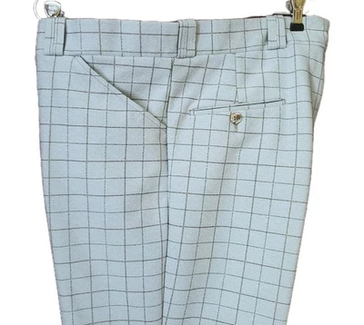 Pantalones de discoteca retro de los años 70 a cuadros cuadrados para hombre 40 W/30 pantalones de ocio de poliéster Foto 1 de 4