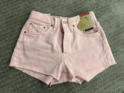 NUEVO PANTALÓN CORTO LEVI'S MUJER PREMIUM 501 ORIGINAL TIRO ALTO TALLA 26 Rosa Foto 1 de 4