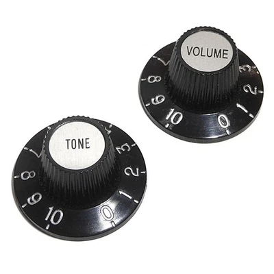 Witch-Hat Guitar Control Knobs Black – Tone & Volume – Choose Combo (T/V/TV/TTV) - Image 1 of 4