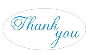 Blue Thank You Oval Sticker Decal Wedding BRIDAL MADE IN USA Seal #D158BL - Picture 1 of 1