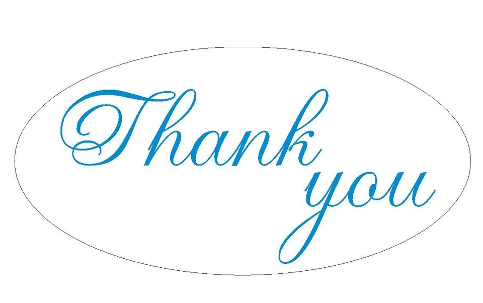 Blue Thank You Oval Sticker Decal Wedding BRIDAL MADE IN USA Seal #D158BL