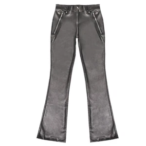 Men PU Faux Leather Pants Shinny Bell-bottom Flared Trousers Slim Tight Clubwear - Picture 1 of 14
