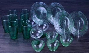Green Antique Depression Glass Lot (No chips or cracks) - Picture 1 of 8